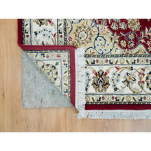 Load image into Gallery viewer, 4&#39;6&quot;x6&#39;10&quot; Burgundy Red, Nain with Center Medallion Flower Design, 250 KPSI, Soft Wool, Hand Knotted, Oriental Rug FWR540372