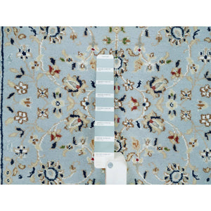 2'9"x14' Beau Blue, Nain with Center Medallion Flower Design, 250 KPSI, Natural Wool, Hand Knotted, XL Runner Oriental Rug FWR540378