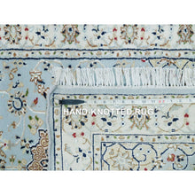 Load image into Gallery viewer, 2&#39;9&quot;x14&#39; Beau Blue, Nain with Center Medallion Flower Design, 250 KPSI, Natural Wool, Hand Knotted, XL Runner Oriental Rug FWR540378