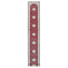 Load image into Gallery viewer, 2&#39;8&quot;x17&#39;10&quot; Burgundy Red, Hand Knotted, Nain with Center Medallion Flower Design, 250 KPSI, Organic Wool, XL Runner Oriental Rug FWR540384