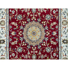 Load image into Gallery viewer, 2&#39;8&quot;x17&#39;10&quot; Burgundy Red, Hand Knotted, Nain with Center Medallion Flower Design, 250 KPSI, Organic Wool, XL Runner Oriental Rug FWR540384