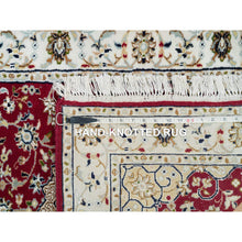 Load image into Gallery viewer, 2&#39;8&quot;x17&#39;10&quot; Burgundy Red, Hand Knotted, Nain with Center Medallion Flower Design, 250 KPSI, Organic Wool, XL Runner Oriental Rug FWR540384