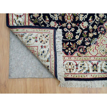 Load image into Gallery viewer, 2&#39;8&quot;x18&#39;5&quot; Midnight Blue, Nain with Center Medallion Flower Design, Pure Wool, Hand Knotted, 250 KPSI, XL Runner Oriental Rug FWR540390
