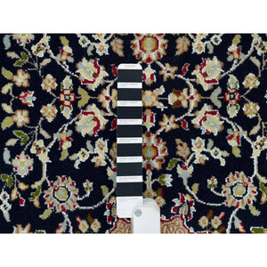 2'8"x18'5" Midnight Blue, Nain with Center Medallion Flower Design, Pure Wool, Hand Knotted, 250 KPSI, XL Runner Oriental Rug FWR540390