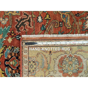 5'x7'2" Rust Red, Densely Woven, Soft Pile, Antiqued Fine Heriz Re-Creation, Hand Knotted, Organic Wool, Oriental Rug FWR540444