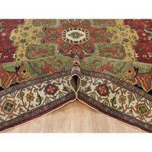 Load image into Gallery viewer, 9&#39;x12&#39;1&quot; Brick Red, Pure Wool, Hand Knotted, Antiqued Fine Heriz Re-Creation, Natural Dyes, Densely Woven, Oriental Rug FWR540456