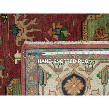 Load image into Gallery viewer, 9&#39;x12&#39;1&quot; Brick Red, Pure Wool, Hand Knotted, Antiqued Fine Heriz Re-Creation, Natural Dyes, Densely Woven, Oriental Rug FWR540456