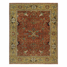 Load image into Gallery viewer, 8&#39;1&quot;x10&#39;1&quot; Rust Red, Antiqued Fine Heriz Re-Creation, Dense Weave, Hand Knotted, Soft Pile, Organic Wool, Oriental Rug FWR540474