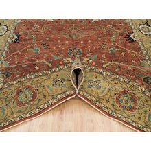 Load image into Gallery viewer, 8&#39;1&quot;x10&#39;1&quot; Rust Red, Antiqued Fine Heriz Re-Creation, Dense Weave, Hand Knotted, Soft Pile, Organic Wool, Oriental Rug FWR540474