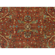Load image into Gallery viewer, 6&#39;x6&#39; Rust Red, Hand Knotted, Pure Wool, Vegetable Dyes, Antiqued Fine Heriz Re-Creation, Round Oriental Rug FWR540480
