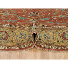 Load image into Gallery viewer, 12&#39;x12&#39; Blush Red, Soft Pile, Natural Dyes, Antiqued Fine Heriz Re-Creation, Densely Woven, Extra Soft Wool, Hand Knotted, Round Oriental Rug FWR540498