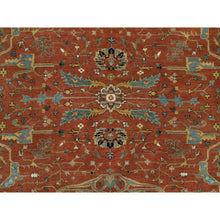 Load image into Gallery viewer, 12&#39;x12&#39; Blush Red, Soft Pile, Natural Dyes, Antiqued Fine Heriz Re-Creation, Densely Woven, Extra Soft Wool, Hand Knotted, Round Oriental Rug FWR540498