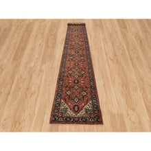 Load image into Gallery viewer, 2&#39;8&quot;x18&#39; Carmine Red, Natural Dyes, Dense Weave, Hand Knotted, Antiqued Fine Heriz Re-Creation, Organic Wool, Runner Oriental Rug FWR540552