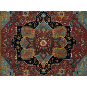 8'x10'2" Copper Red, Densely Woven Natural Dyes, Organic Wool Hand Knotted, Antiqued Fine Heriz Re-Creation, Oriental Rug FWR540624
