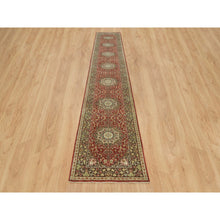 Load image into Gallery viewer, 2&#39;8&quot;x16&#39; Turkey Red, Plush Pile, Antiqued Tabriz Haji Jalili Design, Hand Knotted, 100% Wool, Natural Dyes, Dense Weave, XL Runner Oriental Rug FWR540672