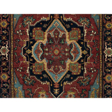 Load image into Gallery viewer, 3&#39;2&quot;x5&#39;2&quot; Garnet Red, Hand Knotted Antiqued Fine Heriz Re-Creation, Natural Dyes Densely Woven, Natural Wool, Plush Pile, Oriental Rug FWR540690